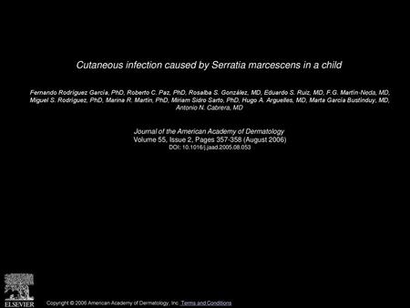 Cutaneous infection caused by Serratia marcescens in a child
