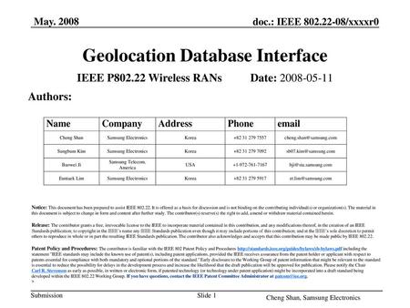 Geolocation Database Interface