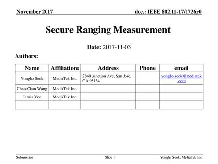 Secure Ranging Measurement