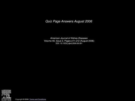 Quiz Page Answers August 2006