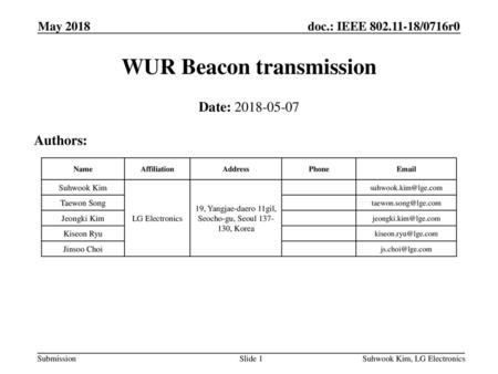 WUR Beacon transmission
