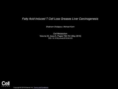 Fatty Acid-Induced T Cell Loss Greases Liver Carcinogenesis
