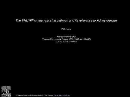 The VHL/HIF oxygen-sensing pathway and its relevance to kidney disease