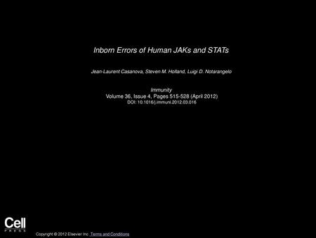 Inborn Errors of Human JAKs and STATs