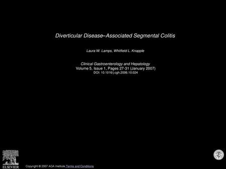 Diverticular Disease–Associated Segmental Colitis