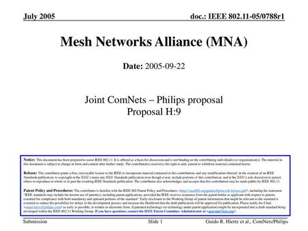 Mesh Networks Alliance (MNA)