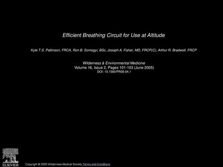 Efficient Breathing Circuit for Use at Altitude