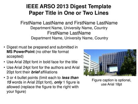 IEEE ARSO 2013 Digest Template Paper Title in One or Two Lines