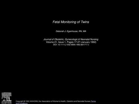 Fetal Monitoring of Twins