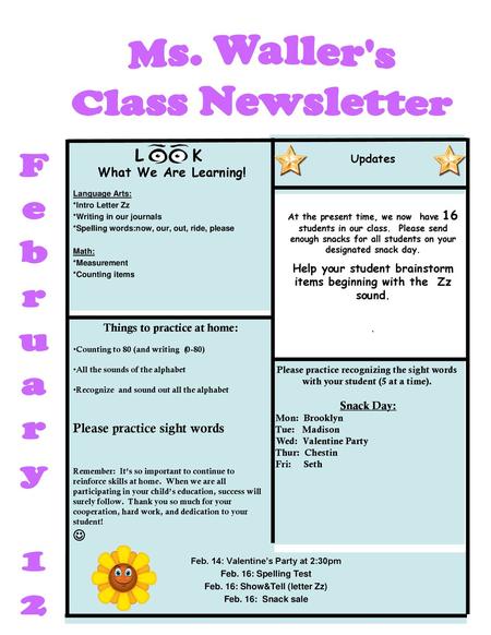 Ms. Waller's Class Newsletter