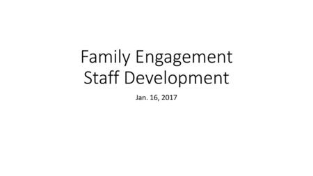 Family Engagement Staff Development