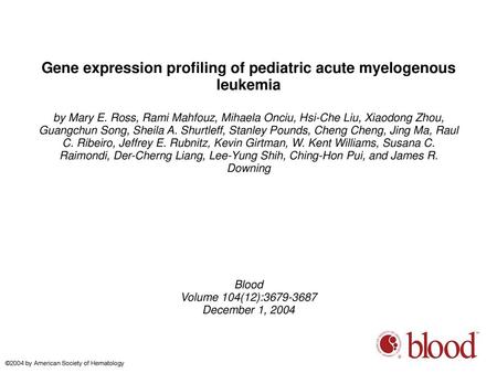 Gene expression profiling of pediatric acute myelogenous leukemia