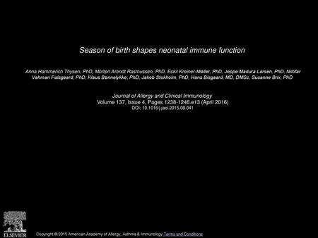 Season of birth shapes neonatal immune function