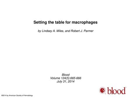 Setting the table for macrophages