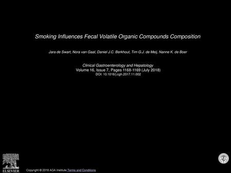 Smoking Influences Fecal Volatile Organic Compounds Composition