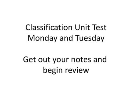 Classification Unit Test