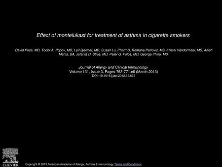 Effect of montelukast for treatment of asthma in cigarette smokers