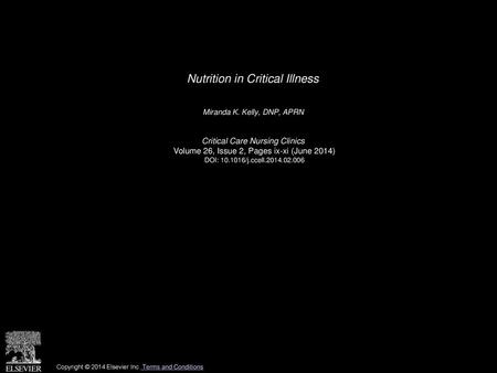 Nutrition in Critical Illness