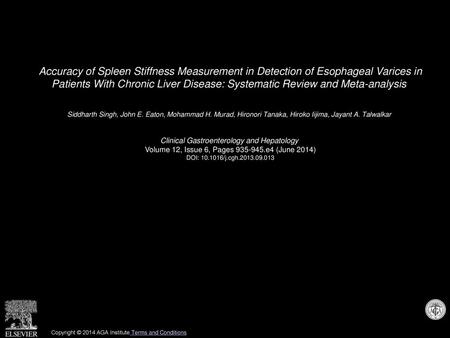 Accuracy of Spleen Stiffness Measurement in Detection of Esophageal Varices in Patients With Chronic Liver Disease: Systematic Review and Meta-analysis 