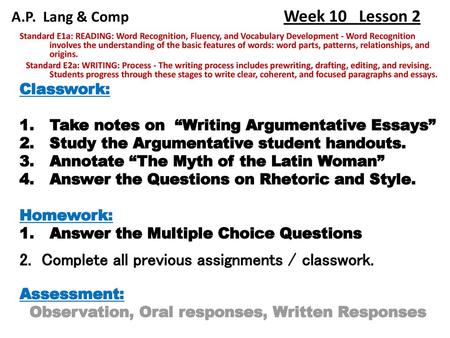 A.P. Lang & Comp Week 10 Lesson 2