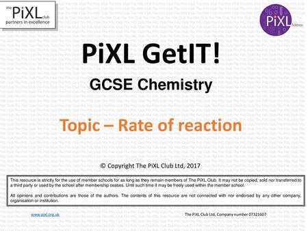 Topic – Rate of reaction