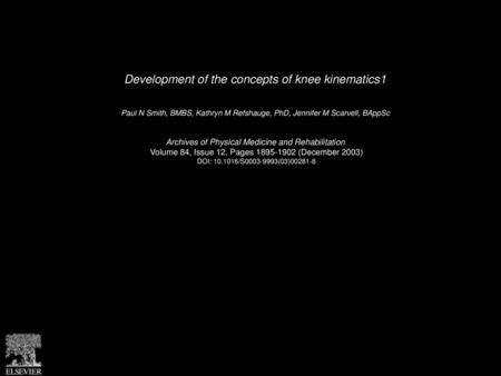 Development of the concepts of knee kinematics1