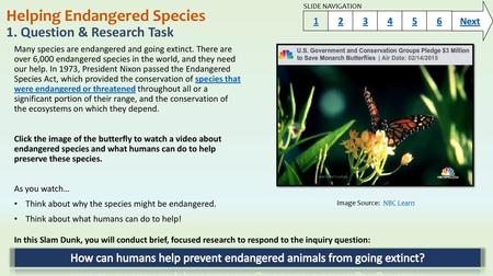Helping Endangered Species 1. Question & Research Task
