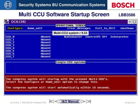 Multi CCU Software Startup Screen LBB3586