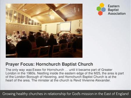 Prayer Focus: Hornchurch Baptist Church