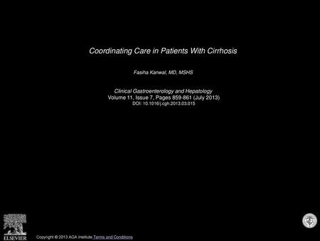 Coordinating Care in Patients With Cirrhosis