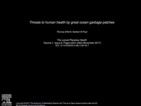 Threats to human health by great ocean garbage patches