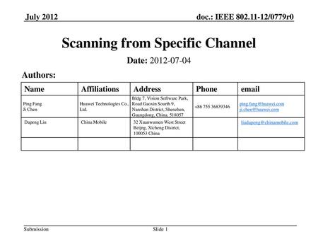 Scanning from Specific Channel