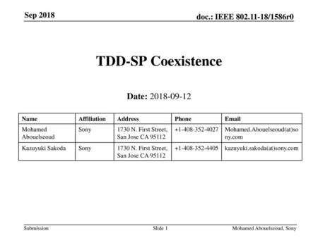 TDD-SP Coexistence Date: September 2016