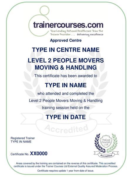 LEVEL 2 PEOPLE MOVERS MOVING & HANDLING