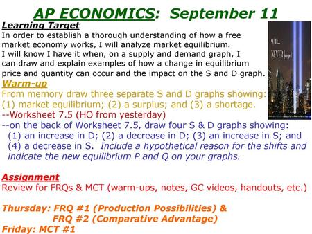 AP ECONOMICS: September 11