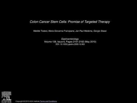 Colon Cancer Stem Cells: Promise of Targeted Therapy