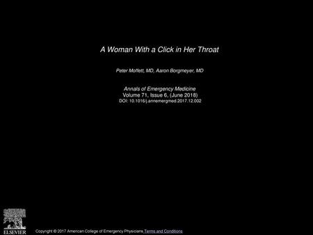 A Woman With a Click in Her Throat