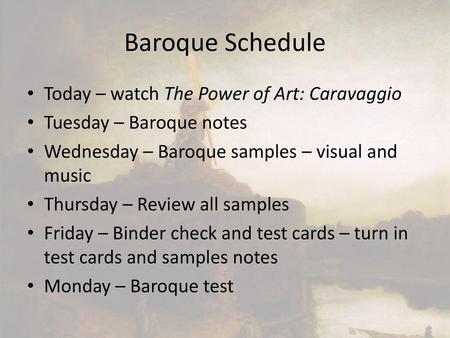 Baroque Schedule Today – watch The Power of Art: Caravaggio