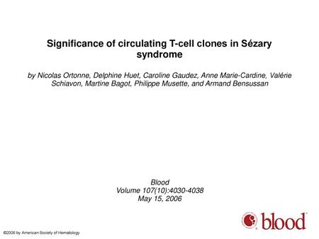 Significance of circulating T-cell clones in Sézary syndrome