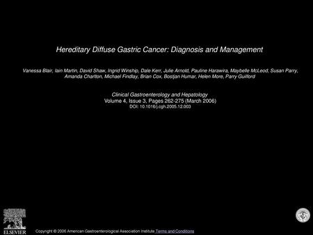 Hereditary Diffuse Gastric Cancer: Diagnosis and Management