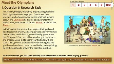 Meet the Olympians 1. Question & Research Task