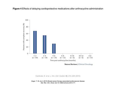 Figure 4 Effects of delaying cardioprotective medications after anthracycline administration Figure 4 | Effects of delaying cardioprotective medications.