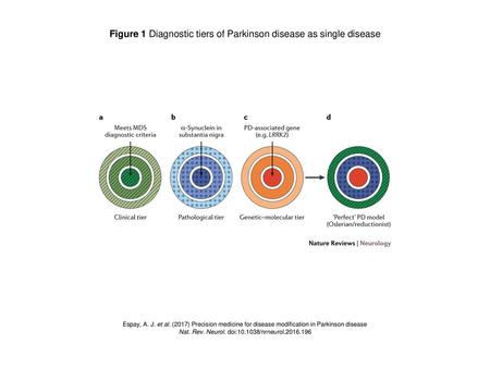 Figure 1 Diagnostic tiers of Parkinson disease as single disease