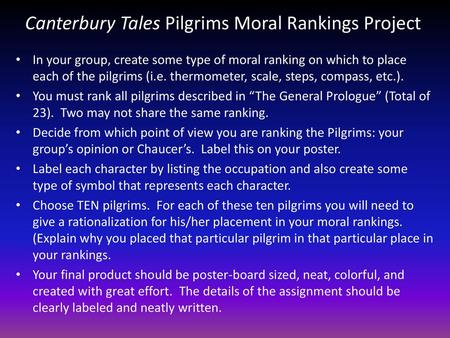 Canterbury Tales Pilgrims Moral Rankings Project