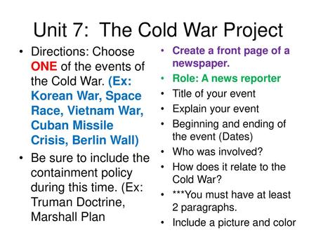 Unit 7: The Cold War Project