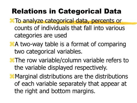 Relations in Categorical Data