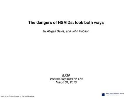 The dangers of NSAIDs: look both ways