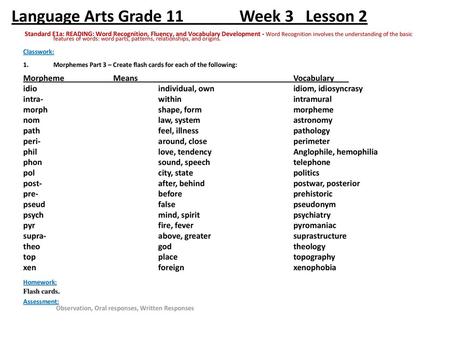 Language Arts Grade 11 Week 3 Lesson 2
