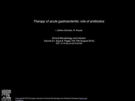 Therapy of acute gastroenteritis: role of antibiotics