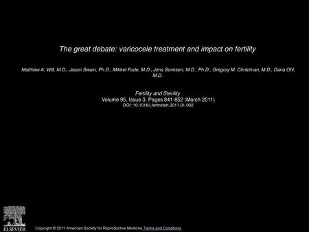 The great debate: varicocele treatment and impact on fertility